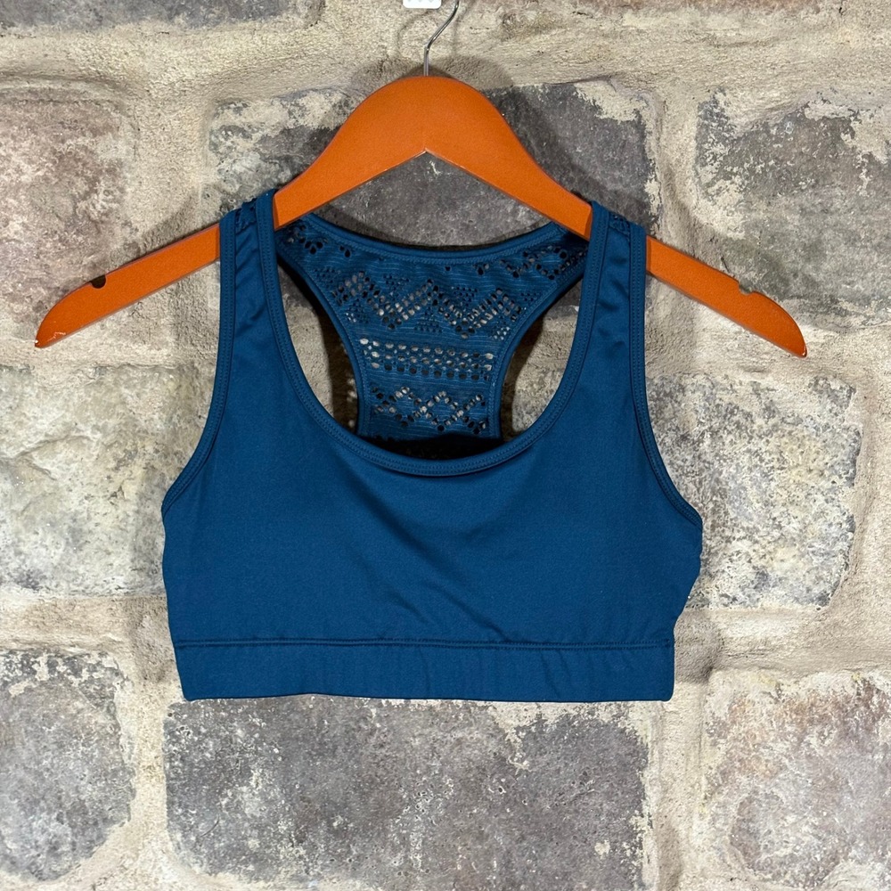 ZYIA Active Teal Blue Racerback Sports Bra‎ Bomber Comfortable Small Padded